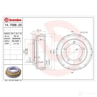 Тормозной барабан BREMBO 8020584709825 14.7098.20 T4XJ XC 791994 - Изображение 2