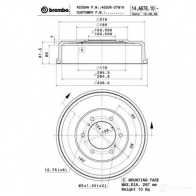 Тормозной барабан BREMBO 8020584017081 14.A676.10 792068 YG7Z 5 - Изображение 3