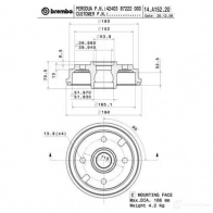 Тормозной барабан BREMBO YXTWO JA 14.A152.20 8020584017104 792061 - Изображение 1