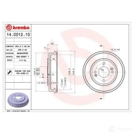 Тормозной барабан BREMBO R 8V2V 14.C012.10 792107 8020584219751 - Изображение 2