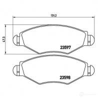 Тормозные колодки дисковые, комплект BREMBO 800726 23598 23 597 P 61 063 - Изображение 7