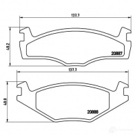 Тормозные колодки дисковые, комплект BREMBO 2 0887 801081 P 85 012 20888 - Изображение 5