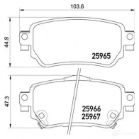 Тормозные колодки дисковые, комплект BREMBO 2 5965 800605 P 56 098 25966 - Изображение 3