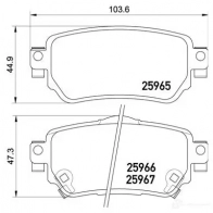 Тормозные колодки дисковые, комплект BREMBO 2 5965 800605 P 56 098 25966 - Изображение 6