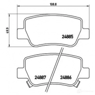 Тормозные колодки дисковые, комплект BREMBO 801047 24 885 24886 P 83 112 - Изображение 5
