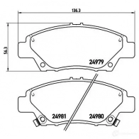 Тормозные колодки дисковые, комплект BREMBO P 28 050 800130 24980 24 979 - Изображение 5
