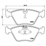 Тормозные колодки дисковые, комплект BREMBO 209 68 P 06 012 21064 799687 - Изображение 5