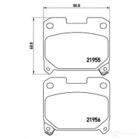 Тормозные колодки дисковые, комплект BREMBO 2 1955 801026 P 83 091 21956 - Изображение 2