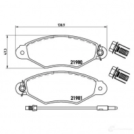 Тормозные колодки дисковые, комплект BREMBO 2198 0 21981 800558 P 56 038 - Изображение 6