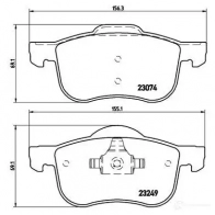 Тормозные колодки дисковые, комплект BREMBO 2 3074 P 86 020 23249 801232 - Изображение 2