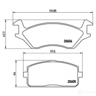 Тормозные колодки, комплект BREMBO p83004 20606 800948 20 605 - Изображение 2