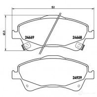 Тормозные колодки дисковые, комплект BREMBO 2 4668 P 83 109 24669 801044 - Изображение 6
