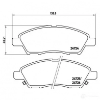 Тормозные колодки дисковые, комплект BREMBO 2 4724 24725 P 56 070 800589 - Изображение 2