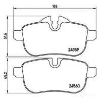 Тормозные колодки дисковые, комплект BREMBO 799734 P 06 062 24560 24 559 - Изображение 6
