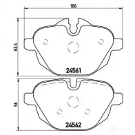 Тормозные колодки дисковые, комплект BREMBO 799736 P 06 064 24 561 24562 - Изображение 6