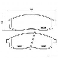 Тормозные колодки дисковые, комплект BREMBO P 54 037 23 086 23316 800518 - Изображение 2