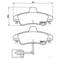 Тормозные колодки, комплект BREMBO 800025 p24038 23411 2 3410 - Изображение 2