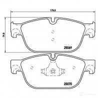 Тормозные колодки дисковые, комплект BREMBO 800770 25070 P 61 107 25 069 - Изображение 6