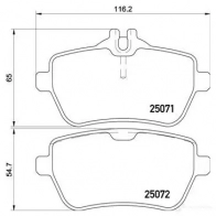 Тормозные колодки дисковые, комплект BREMBO P 50 117 2 5071 25072 800458 - Изображение 2