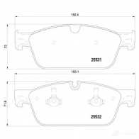 Тормозные колодки дисковые, комплект BREMBO 255 31 25532 800453 P 50 112 - Изображение 2