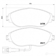 Тормозные колодки дисковые, комплект BREMBO 2 4738 25217 P 85 131 801191 - Изображение 5