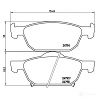 Тормозные колодки дисковые, комплект BREMBO 24797 P 28 044 800124 247 96 - Изображение 2