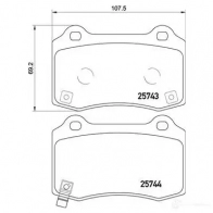 Тормозные колодки дисковые, комплект BREMBO P 30 074 800209 2574 3 25744 - Изображение 2