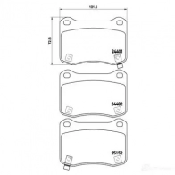 Тормозные колодки дисковые, комплект BREMBO P 83 134 24 401 24402 801056 - Изображение 2
