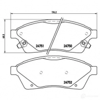 Тормозные колодки дисковые, комплект BREMBO 247 50 P 09 010 799771 24751 - Изображение 2