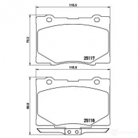 Тормозные колодки дисковые, комплект BREMBO P 28 079 25 117 25118 800141 - Изображение 2