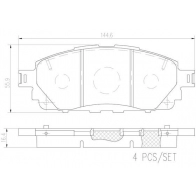 Тормозные колодки дисковые, комплект BREMBO P83170N GV CBGV2 Toyota Hilux (AN120, 30) 8 Пикап 2.7 (TGN111. TGN121. TGN136) 165 л.с. 2015 – 2024