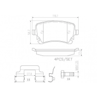 Тормозные колодки дисковые, комплект BREMBO 1439859629 P85076N BWL 91P