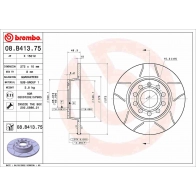 Тормозной диск BREMBO 0AR0X E 1440109086 08.B413.75