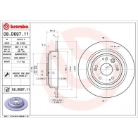 Тормозной диск BREMBO 08.D697.11 1440109108 W57 7V5