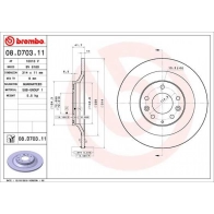 Тормозной диск BREMBO 08.D703.11 Mazda 6 (GG, GY) 1 2002 – 2008 TE7 5K5