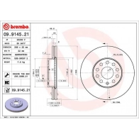 Тормозной диск BREMBO 4V4D8 7Q 1440109167 09.9145.21