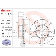 Тормозной диск BREMBO 09.9172.75 ITV02 VM Bmw 5 (E60) 5 Седан 3.0 525 d xDrive 197 л.с. 2007 – 2009