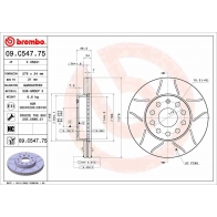 Тормозной диск BREMBO JXCU 8 09.C547.75 Seat Leon (5F1) 3 Хэтчбек 1.0 TSi 86 л.с. 2018 – 2024