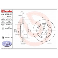 Тормозной диск BREMBO 09.D767.11 HF96 9 1440109306