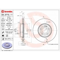 Тормозной диск BREMBO Mercedes B-Class (W247) 3 Хэтчбек B 160 d (247.002) 95 л.с. 2019 – 2024 09.D772.11 Z6Y 1YE