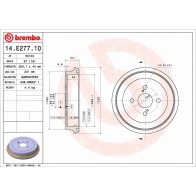 Тормозной барабан BREMBO 8NSU J6T 14.E277.10 1440109422