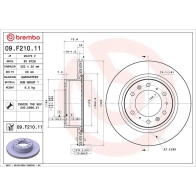 Тормозной диск Brembo 8020584329122 1441334730 2OE0 R 09.F210.11