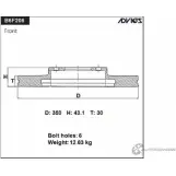 Тормозной диск передний ADVICS 'B6F206 C ZJV1RH EN9PP0H 1420569667