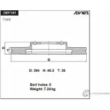 Тормозной диск передний ADVICS 'D6F141 1420567962 3 JXXSX1 6EO39
