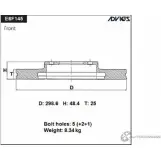 Тормозные диски ADVICS SDYRXOJ 'E6F145 TU KWUW 1420567966