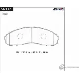 Тормозные колодки дисковые, комплект ADVICS SN137 1422985544 X5A3 X