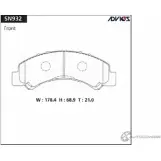 Тормозные колодки дисковые, комплект ADVICS 1422985502 SN932 Q EELINT