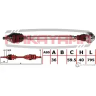 Вал приводной, передний правый NAKAYAMA ND424NY 7V1W6 UZ3V HN 1425575532