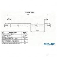 Амортизатор капота BUGIAD 4043193107688 bgs10768 Mercedes C-Class (S203) 2 Универсал 1.8 C 200 Kompressor (2042) 163 л.с. 2002 – 2007 IZI VPB2
