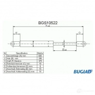 Амортизатор капота BUGIAD 4043193105226 Audi 80 (B4, 8C2) 4 Седан 2.0 90 л.с. 1991 – 1994 bgs10522 K0S 0N22